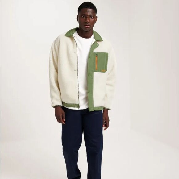 Levi's Buchanan Sherpa Men's Off White and Green Jacket NWT 2XL - Picture 7 of 15